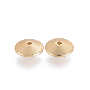 10 pcs - 18K Gold Plated Disc Spacer Beads, Matte Gold Color , 10 mm Spacers, Matte Gold Beads