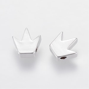 10 pcs- Platinum plated brass beads, crown beads
