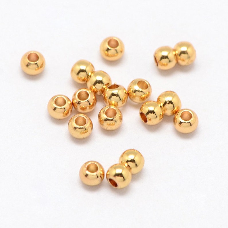 25 pcs Gold Plated Bead Spacers Gold Round Spacer Beads Etsy