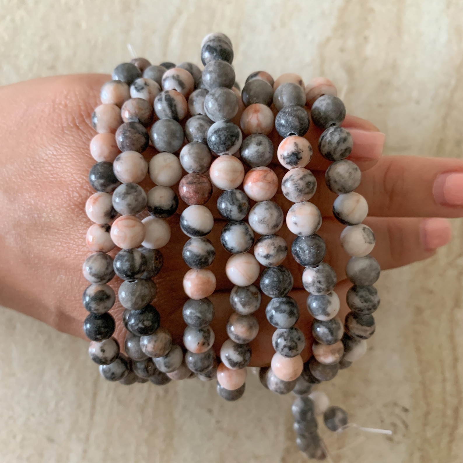 6mm Natural Pink Zebra Jasper Beads Strands Round Gemstone Etsy