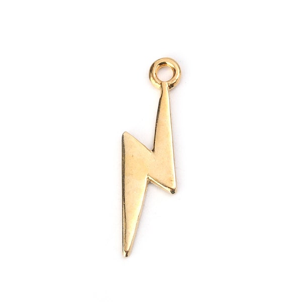 5 pcs - Lightning Bolt Charms, Lighting Charms, Gold Charms