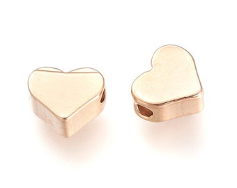 20 pcs- 18K Gold Plated, Gold Heart Spacer Beads, Brass Spacer Beads, Gold Hearts, Small Heart Spacers, Heart Beads, Heart Bead, Nickel Free