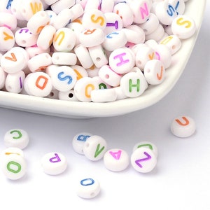 Alphabet Letter Beads, Colorful Letter Beads, 7mm beads, Acrylic Letter Beads