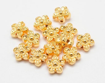 10 pcs - 18K Gold Plated Flower Spacer Beads, Golden Daisy Spacer Beads, Floral Spacers, Jewelry Making Supplies, DIY Jewelry Charms