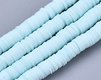 6mm Heishi Beads, Sky Blue Polymer Clay Beads, Polymer Heishi Beads, Vinyl Disc Beads, Colorful Disc Beads For Bracelets, Vinyl Heishi Beads