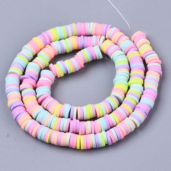 6mm Handmade Polymer Clay Beads Strands, Pastel Colors, Rainbow Polymer  Beads