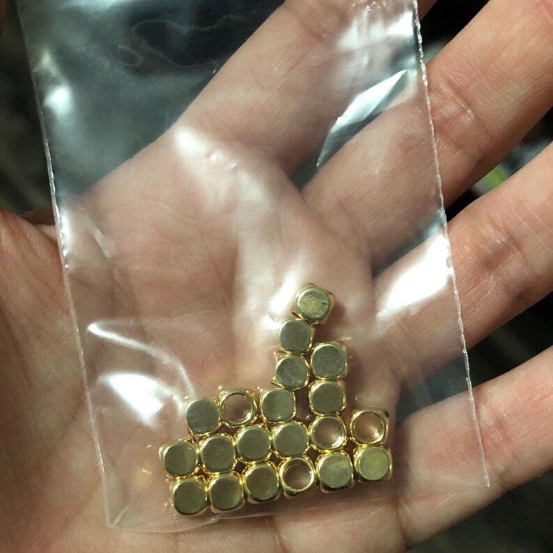 20 Pcs Gold Squared Spacers Gold Plated 4x4x4mm Spacer Etsy