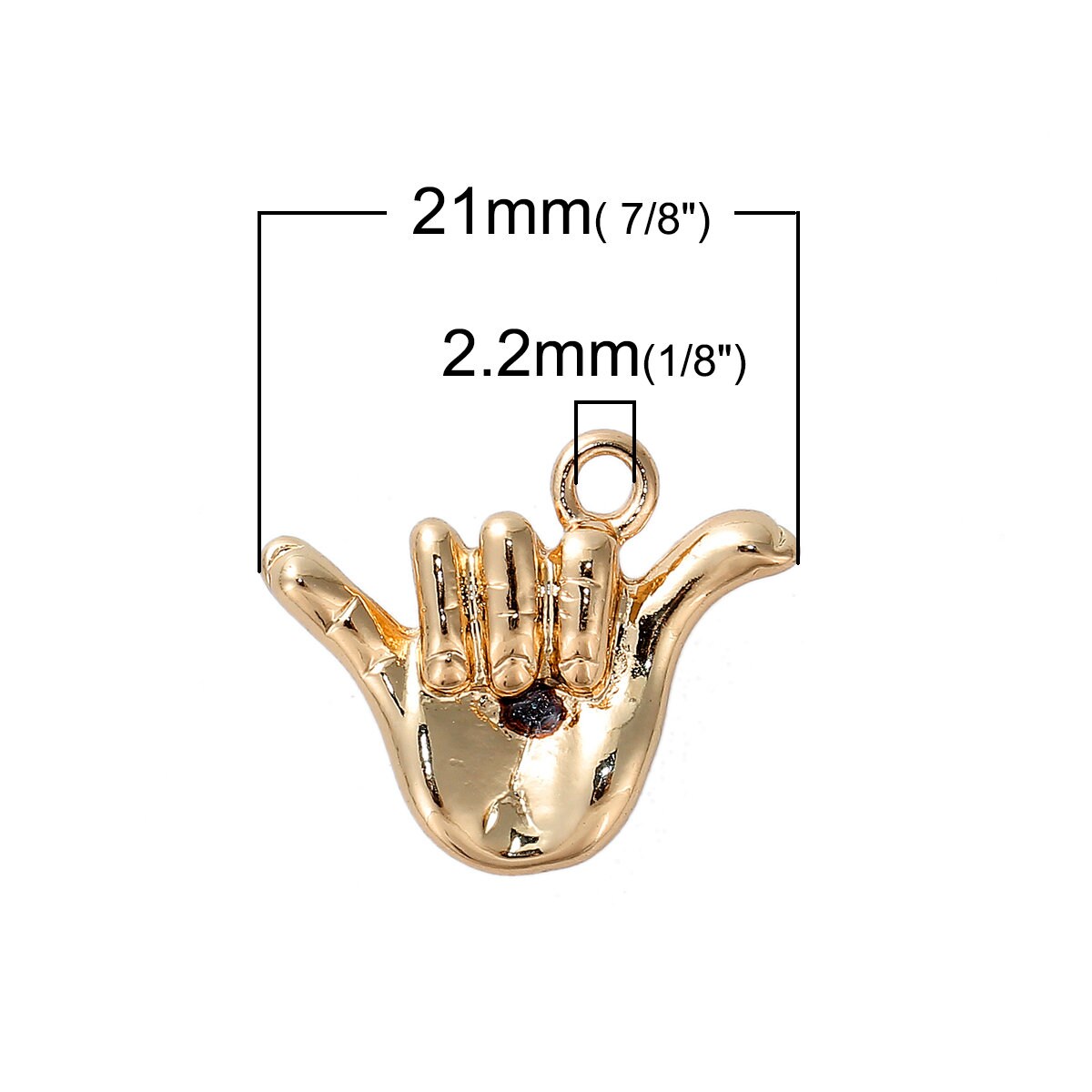 Shaka Hand Charm Hand Sign Charm Gold Hand Charm Etsy