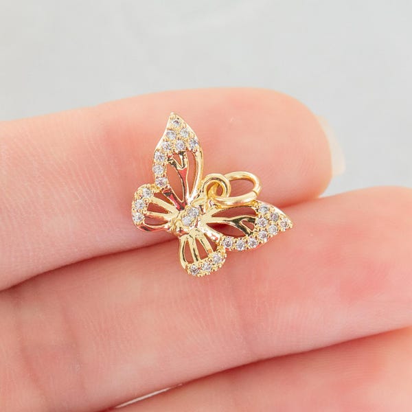 18K Gold Plated Butterfly Charm – Dangle Pendant for Bracelets, Necklaces & DIY Jewelry Making