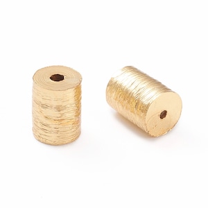 2 pcs Gold Heishi Beads, 18k Gold Plated Tube Spacers, Gold Barrel Spacer Beads, Gold Cylinder Bead, Drum Spacer Beads, Jewelry Spacers