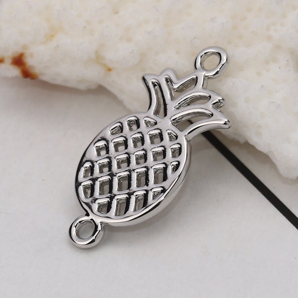 5 pcs - Silver Pineapple Connector, Connectors, Pineapple Connector, Summer Charms