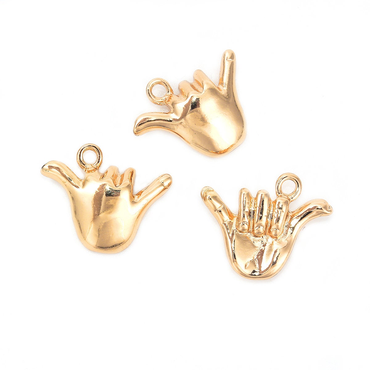 Shaka Hand Charm Hand Sign Charm Gold Hand Charm Etsy