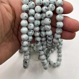 8mm Natural Sesame Kiwi Jasper Beads, Frosted Jasper Beads
