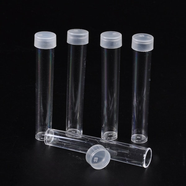 4 pcs - Clear Tube Plastic Bead Containers with Lid