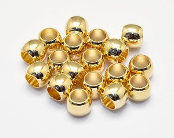 10 pcs - 18K Gold Plated Barrel Spacer Beads, Gold Spacer Beads