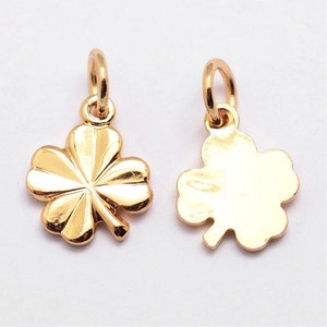 4pcs 18K Gold Plated Clover Charms: Brass Jewelry Findings