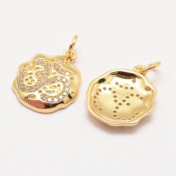 18K Gold Plated Ohm Pendant, Om Yoga Charm, Jewelry Pendant Om, Aum Symbol Pendant
