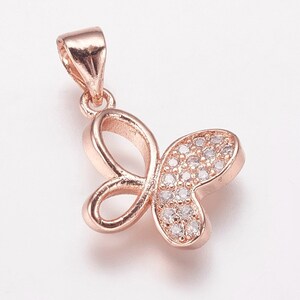 Rose Gold Cubic Zirconia Butterfly Pendants