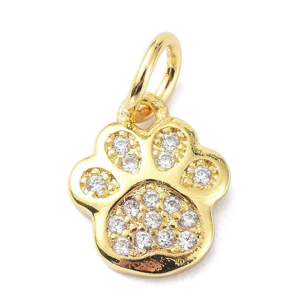18K Gold Plated Paw Charm, Footprint Charm, Pet Paw Jewelry Charm, Animal Lover Charms, DIY Pet Jewelry Supplies, Dog Paw Charm