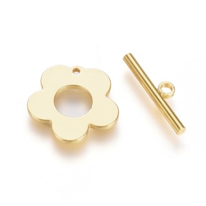 Flower Toggle Clasps, Gold Plated Brass Clasp, Jewelry Making Supplies, Clasps For Jewelry, Gold Clasp, Gold Flower Clasps, Jewelry Clasps