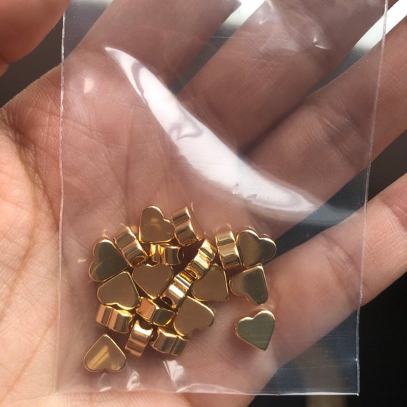 20 pcs- Gold Plated Brass Spacer Beads Gold Hearts Gold Heart Spacer Beads