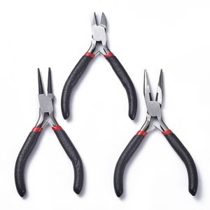 Jewelry Pliers, Flat Nose Pliers, Wire Cutters, Round Nose Pliers, Stainless Steel Color, Jewelry Making Tools, Jewelry Supplies