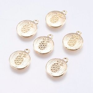 2 pcs- 18K Gold Plated Pineapple Charm, Small Pineapple Jewelry Charms, Nickel Free Charms, Fruit Charms, Dainty Jewelry Supplies