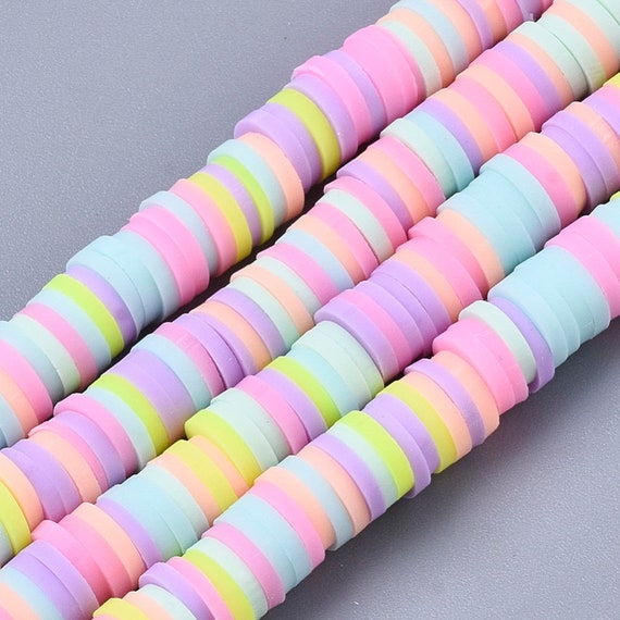 6mm Handmade Polymer Clay Beads Strands, Pastel Colors, Rainbow Polymer  Beads 