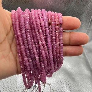 4mm  Natural Jade Bead , Dyed, Faceted, Abacus Beads, Rondelle, Old Rose