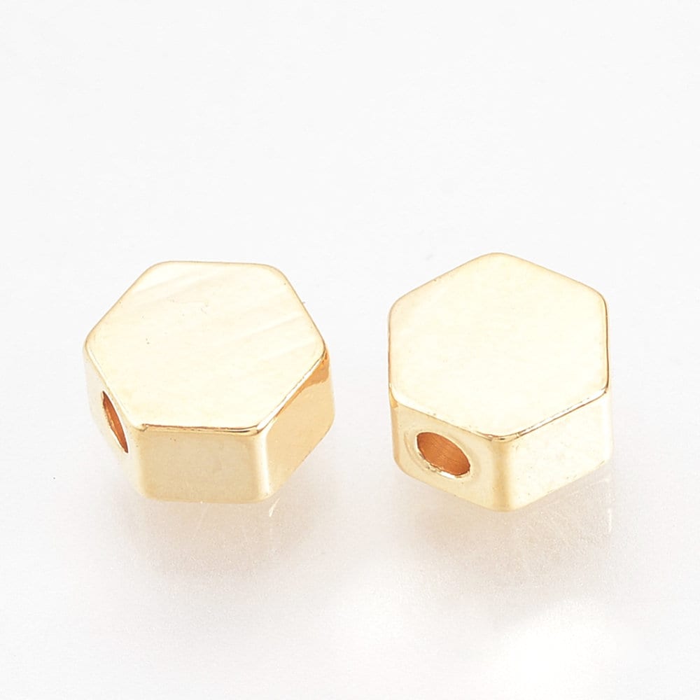 20 pcs - Gold plated hexagon spacer bead