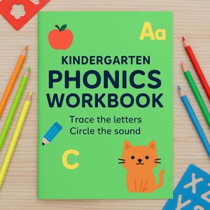 Livro de exercícios de fonética para jardim de infância em PDF | Rastreamento do alfabeto e sons das letras | Livro de atividades para impressão para pré-escola | Aprendizagem do alfabeto para crianças de 3 a 5 anos