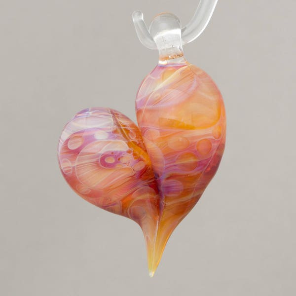 Lampwork Off mandrel heart pendant Focal bead made of Boro glass