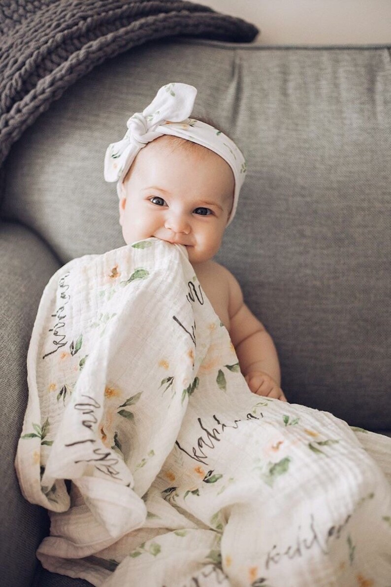 Personalized Organic Swaddle // Floral Swaddle Blanket // Baby Etsy