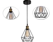 Modern Ceiling Light Fittings Cage Industrial Vintage Loft Style Pendant Shade UK