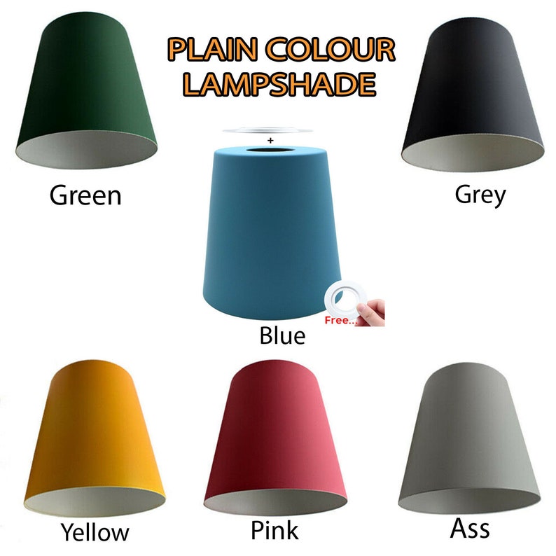 Vintage Retro Style Ceiling Pendant Lamp Shade Plain Colour Lampshade With Reducer Plate