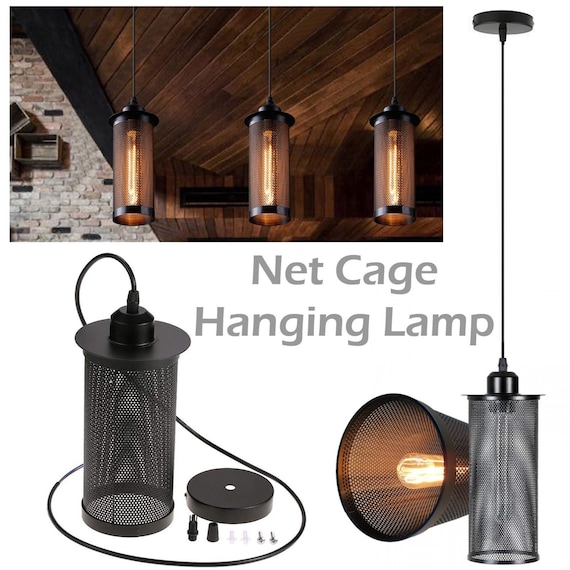 Vintage Pendant Light Shade Industrial LED Metal Cage Ceiling Pattern Lampshade