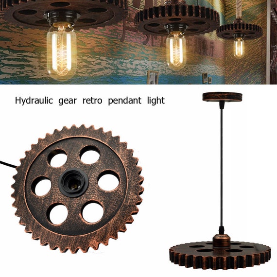Vintage Gear Wheel Retro Ceiling Light Pendant Lamp Shade Etsy