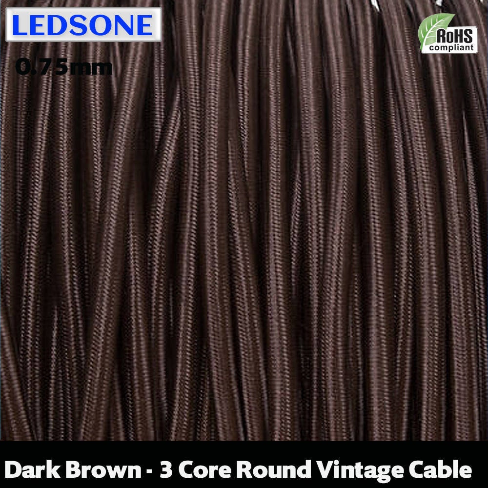10m 3 Core Vintage Braided Cable,HUIBONA Cloth Covered Twisted Flex for Old Lamp