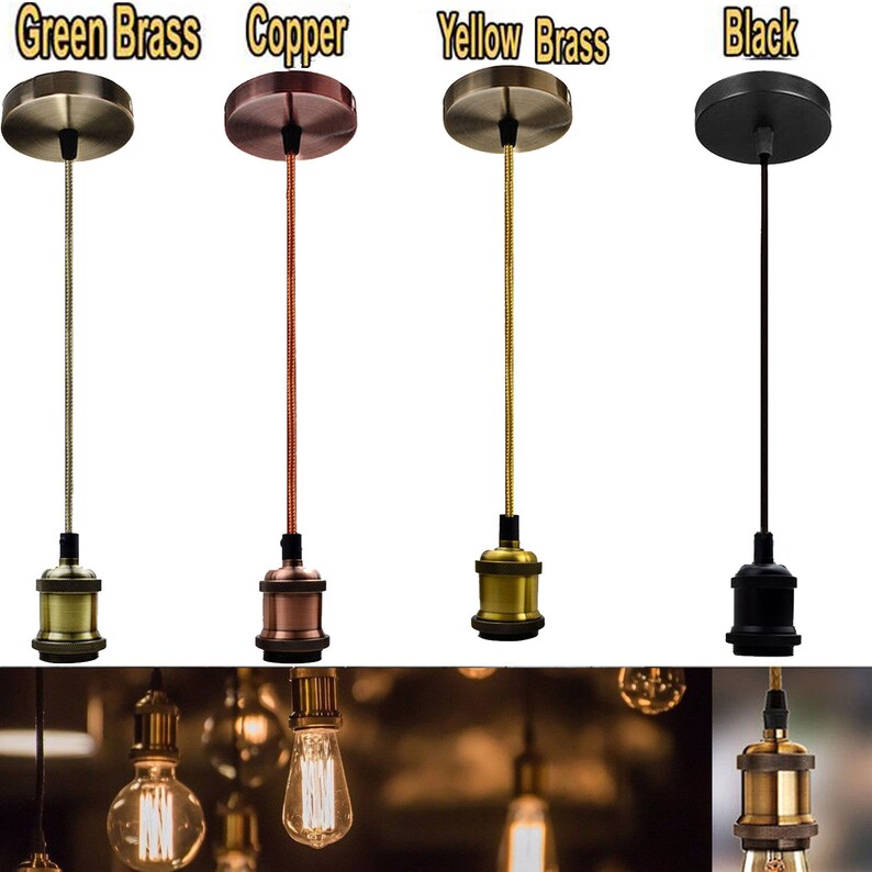 E27 Ceiling Pendant Light Fabric Flex Lamp Image 0