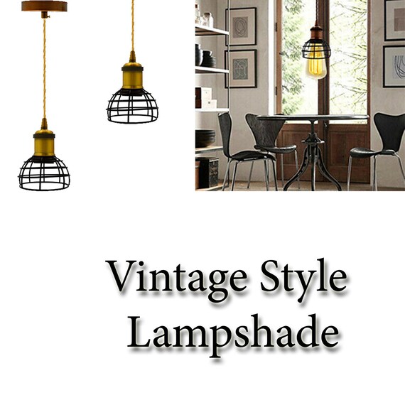 Modern Light Vintage Industrial Loft Style Ceiling Light Fittings Cage Pendant Light Set Uk Bulb Is Not Included