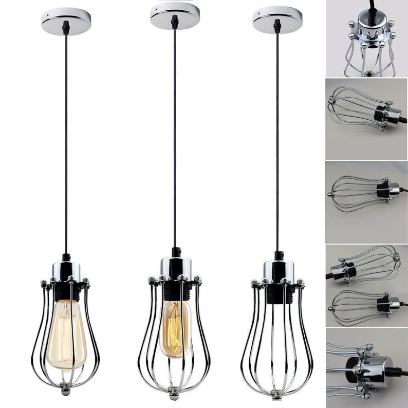 Jahrgang Industriellen Stil Metall Geblasen Draht Kafig Decke Anhanger Licht Lampe Shades Bulb Optional