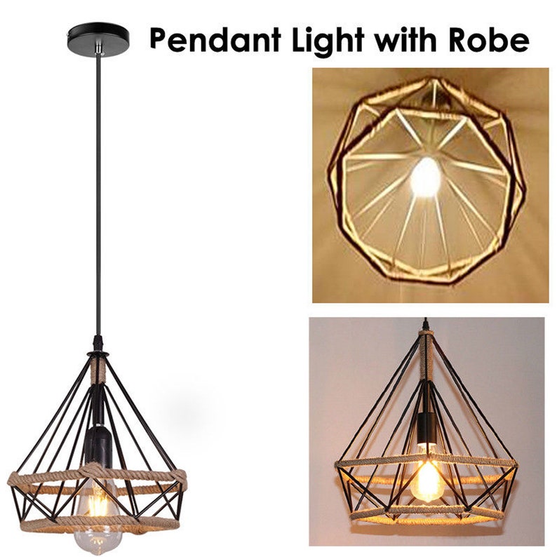 Vintage Edison Iron Robe Wire Cage Hanging Lamp Shade Pendant Light Chandelier Bulb Is Optional