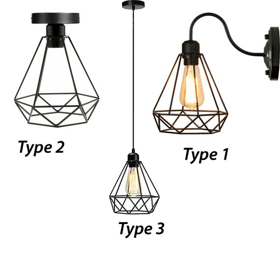 Industrial Wire Cage Shade Light Lamp Retro Ceiling Pendant Metalstyle Uk