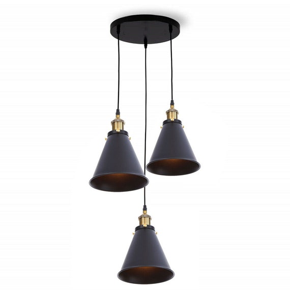 Vintage Industrial Metal Retro Lamp Shade Loft 3 Light Cluster Ceiling Pendant Light Lamp Shade