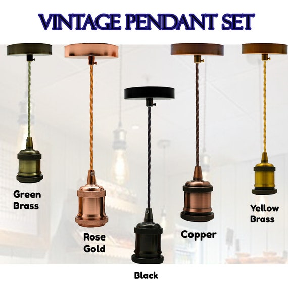 Modern Vintage Style Light Fabric Flex Pendant Lamp Holder Fitting Lighting E27screw Ceiling Rose Uk