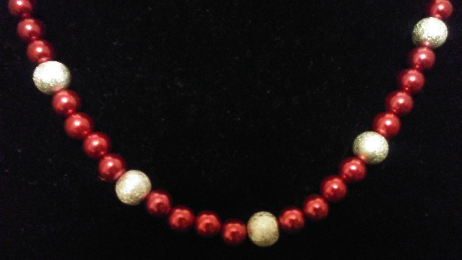 Red and silver necklace Etsy