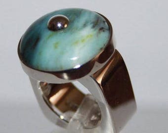 925 Peruvian silver rings with Coral and Andean opal