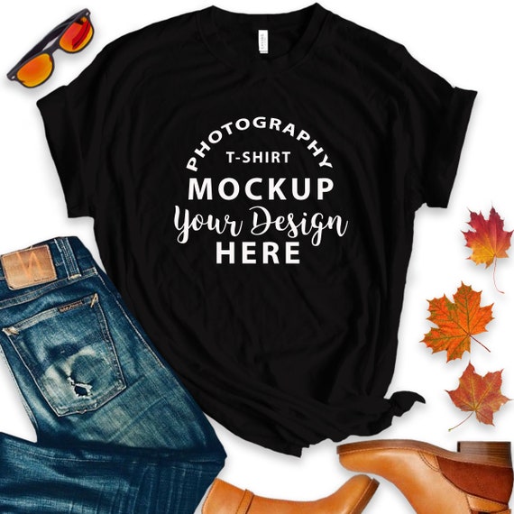 T-Shirt Mockup Bellacanvas 3001 Unisex Short Sleeve Jersey Black