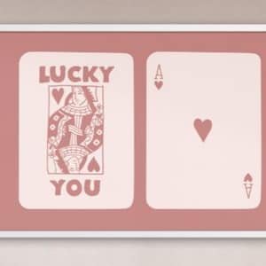 Lucky You horizontal poster print | A4 digital download | wall decor | cards, luck, colourful, modern, cartoon, motivation, quote, text