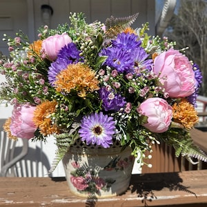Farmhouse Floral Centerpiece: Peony & Eucalyptus Arrangement
